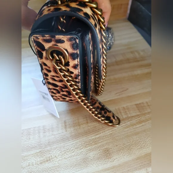 Kurt Geiger NWT "The Chelsea" Leopard Pony Hair Shoulder Bag With Dustbag - Picture 7 of 13